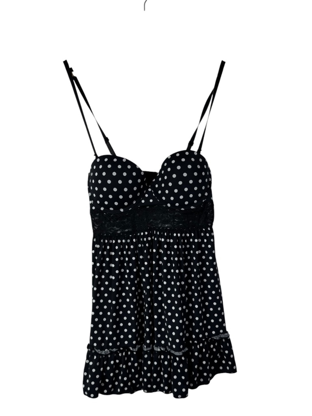 Forever 21 Black & White Polka Dot Y2K Lingerie Slip Set M